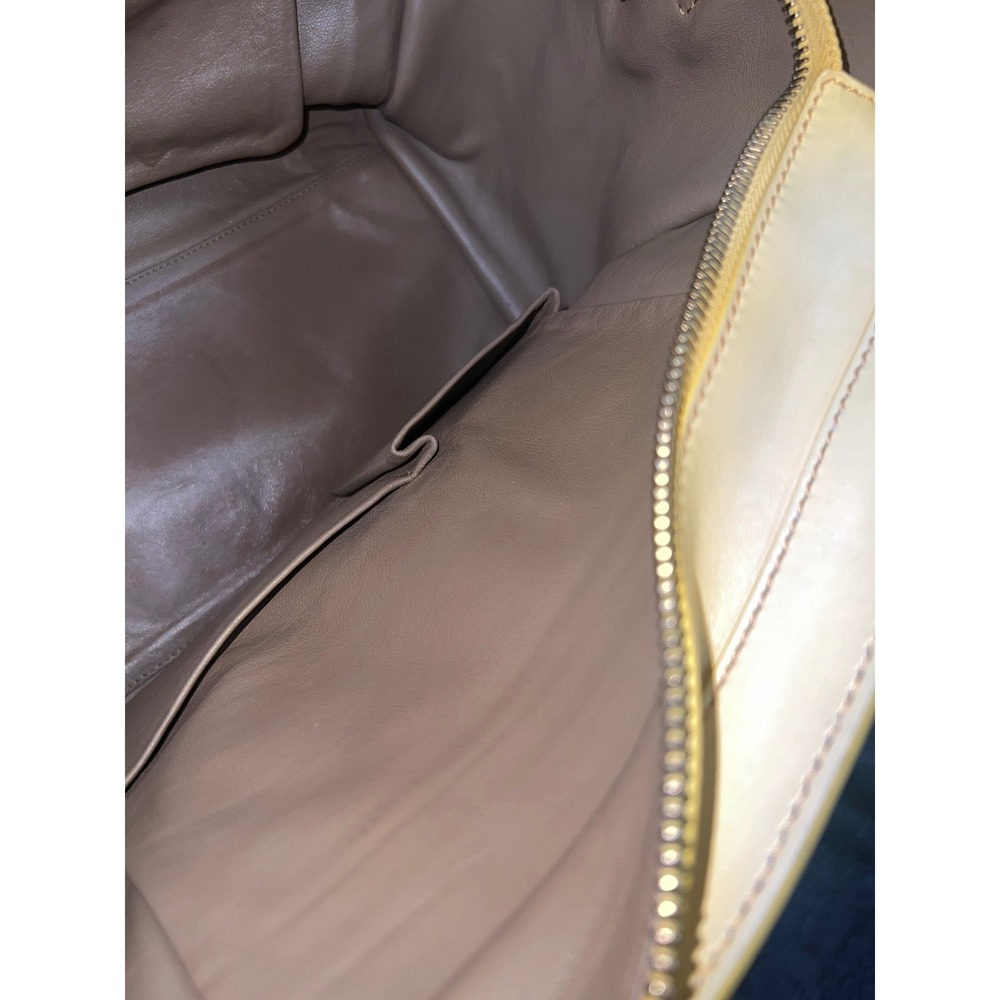 Celine Mini Luggage Tote Pale Yellow Drummed Calfskin Leather Satchel Bag - Picture 10 of 13